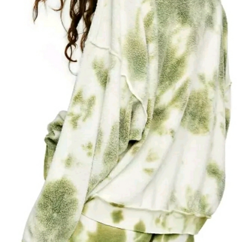 Free People Kelly Washed Tie Dye Short Set in Army Combo Size Medium Women NWT - Picture 2 of 5